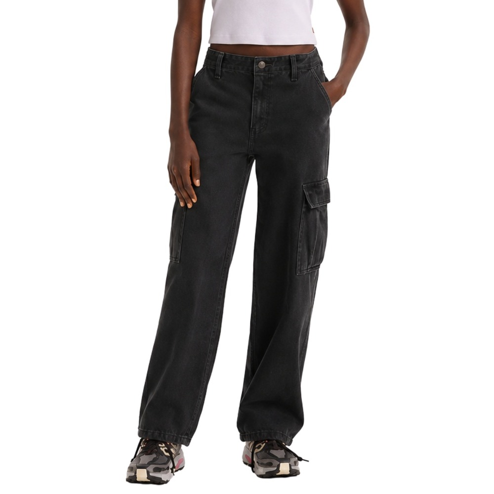 Levis Jeans Womens 26 Washed Black 94 Baggy Cargo Denim High Rise Utility Pants